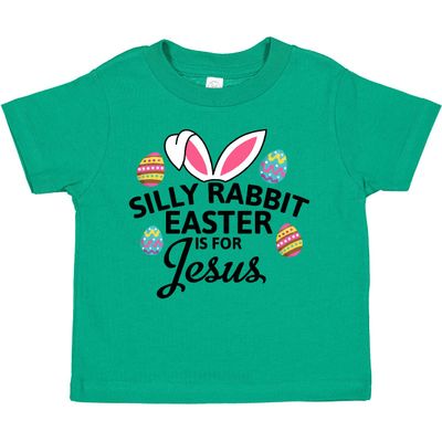 inktastic Silly Rabbit Easter is for Jesus with Bunny Head and Easter Eggs Toddler T-Shirt 2T Kelly Green 2908c