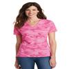 Port & Company Women's 5.4-oz 100% Cotton V-Neck Camo Tee. LPC54VC Pink Camo XS