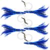 5pcs Fish WOW! 6" Fishing Tuna Clone Feather Rig 6 inch Trolling 3oz Bullet Weighted Head Lure - Blue White