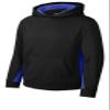 SPORT-TEK Youth Sport-Wick Fleece Colorblock Hooded Pullover, Black/True Royal, X-Large view 1