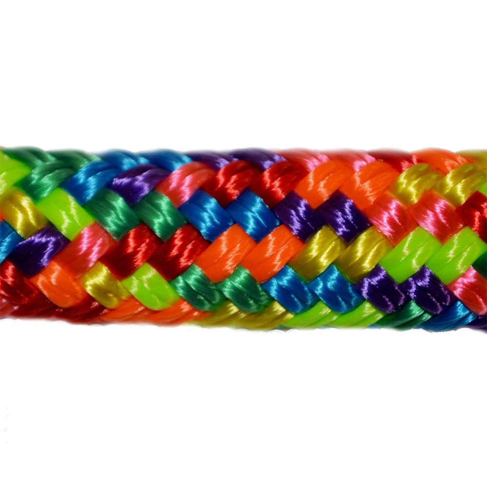 CBKnot 9/16" Premium Double Braid Polyester Rope 9,500 lb Tensile Strength, Marine, Sailing, Boating, Rigging, Equestrian and More (9/16" x 50 ft. Hank, Rainbow)