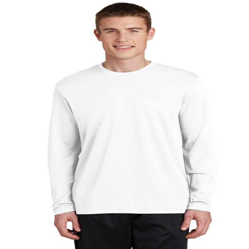 SPORT-TEK PosiCharge RacerMesh Long Sleeve Tee | Workout T-Shirt for Men & Women, Athletic Gym Clothing for Spring & Summer White