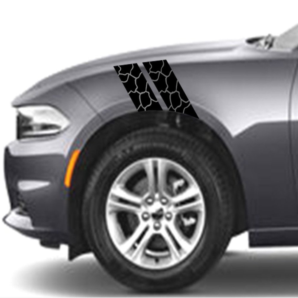 Clausen's World Rock Fender Hash Mark Bars Vinyl Racing Stripes Graphic Decals 4" (Fits Dodge Charger) Driver Side - Pink