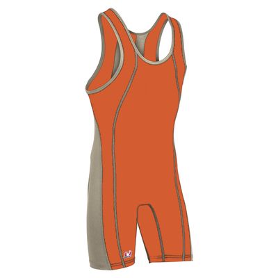 Brute Maverick Wrestling Singlet - Custom Color -:Orange/Grey- YS