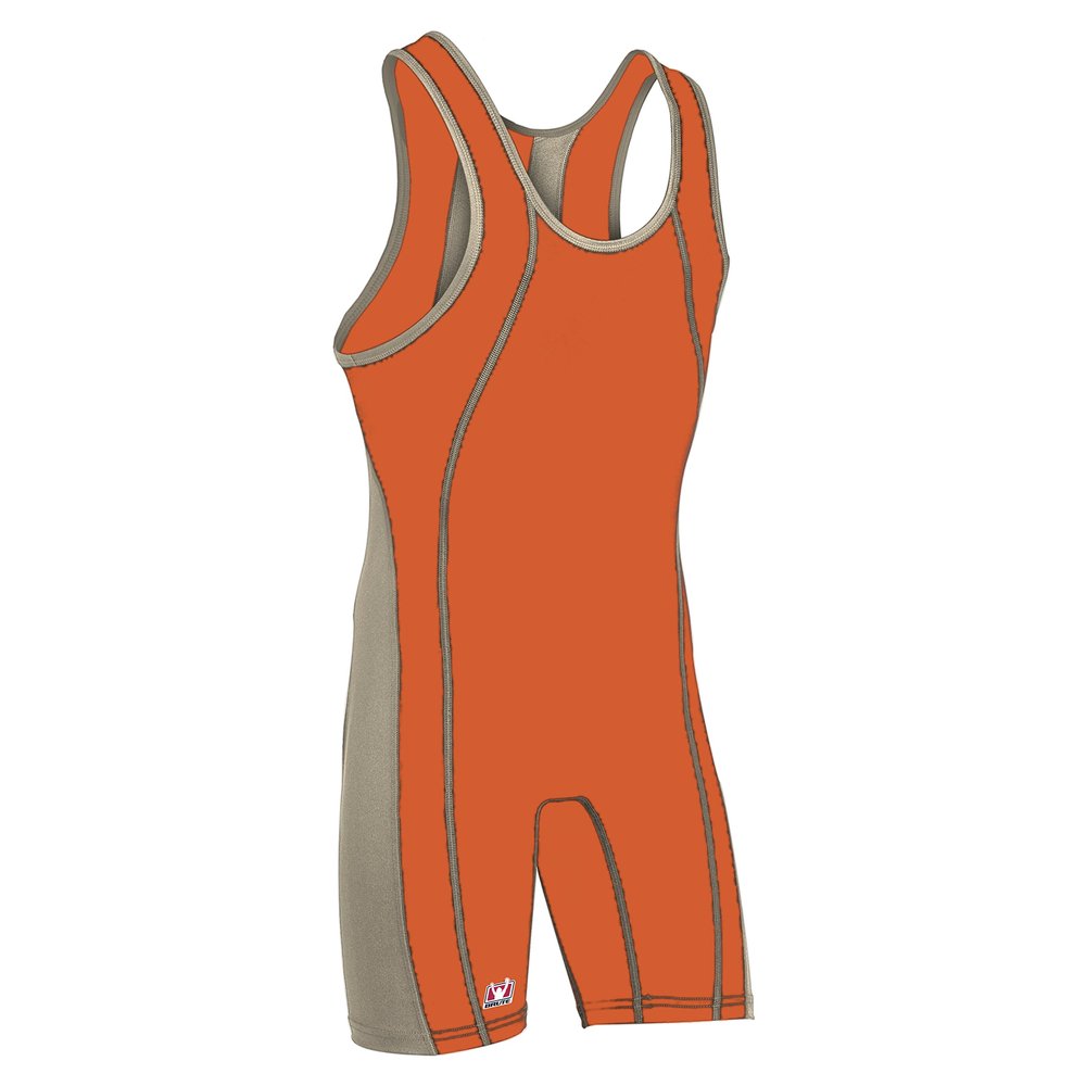 Brute Maverick Wrestling Singlet - Custom Color -:Orange/Grey- YS