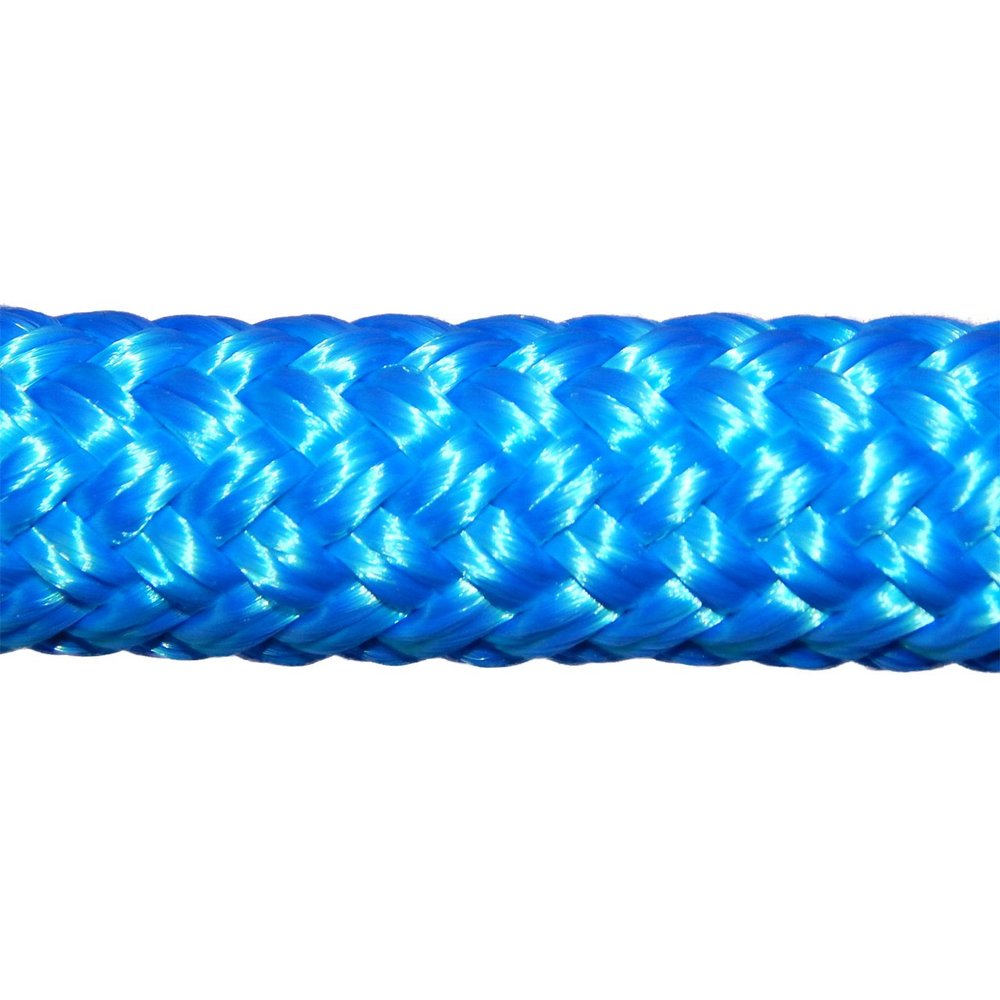 CBKnot 9/16" Premium Double Braid Polyester Rope 9,500 lb Tensile Strength, Marine, Sailing, Boating, Rigging, Equestrian and More (9/16" x 100 ft. Hank, Blue)