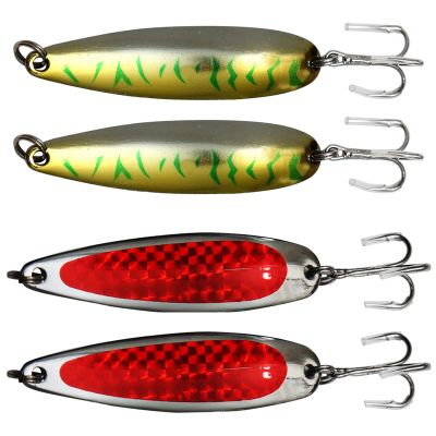 Qty 4 Fish WOW! 3oz Fishing Spoons with a Treble Hook 85g Fish Jigging Casting Lure Baits Mix Colors
