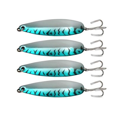 4pcs Fish WOW! 3oz Fishing Spoon with a Treble Hook 85g Fish Jigging Casting Lure Baits - Blue Mackerel