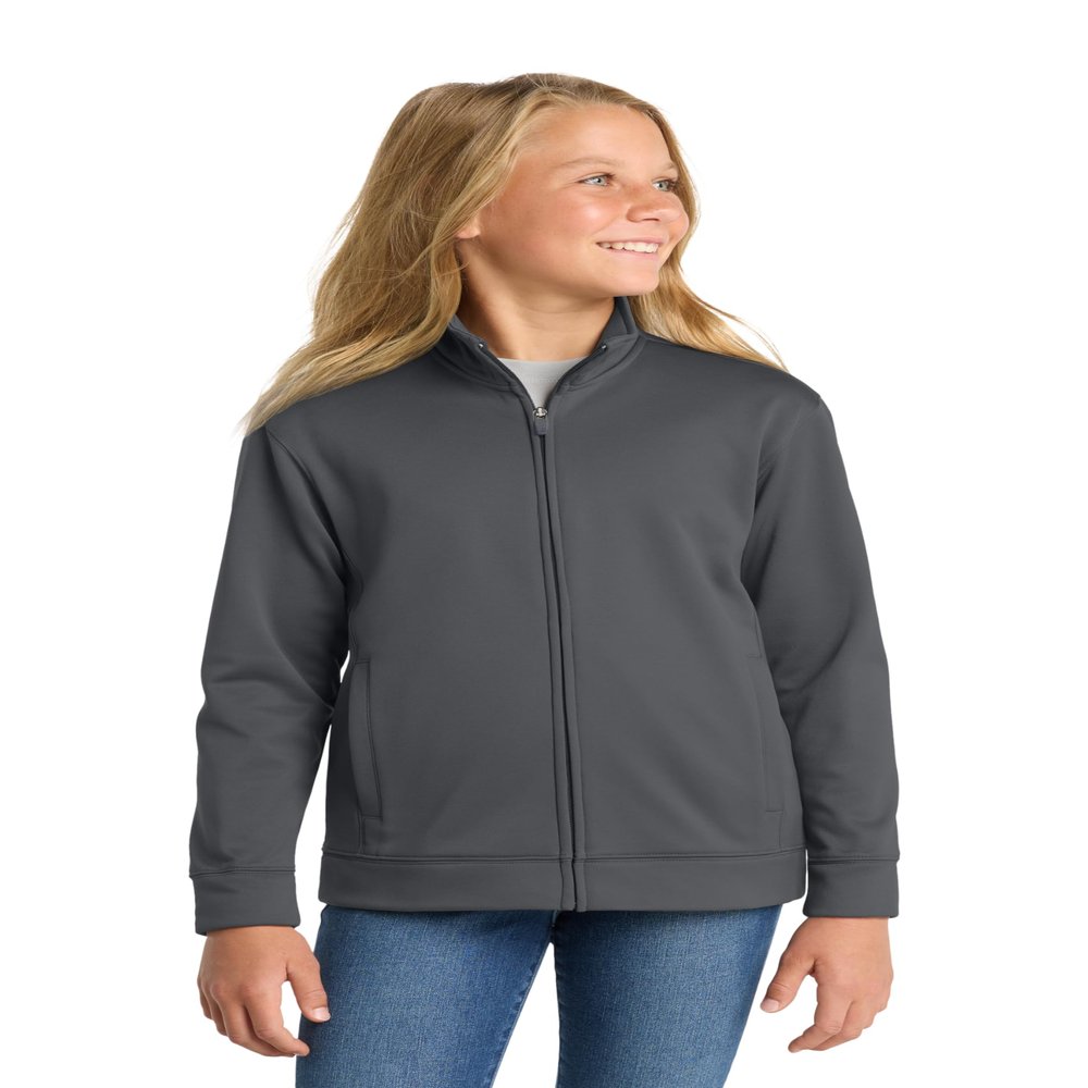 SPORT-TEK Youth Sport-Wick Fleece Full Zip Jacket | Breathable Zip Up Sweatshirt for Boys & Girls, Lightweight Fleece Jacket