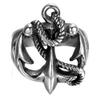 JAJAFOOK Silver Tone Black Anchor Signet Nautical Rope Stainless Steel Men's Ring,Retro Biker Punk view 1