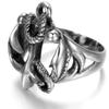 JAJAFOOK Silver Tone Black Anchor Signet Nautical Rope Stainless Steel Men's Ring,Retro Biker Punk view 3