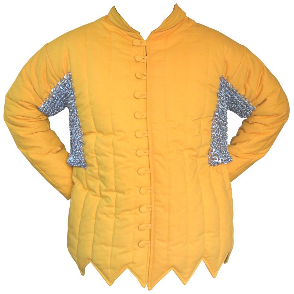 Cotton Gambeson Round Riveted Chain Mail Voider in Galvanized Finish ABS (YELLOW, 44)