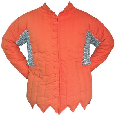 Cotton Gambeson Round Riveted Chain Mail Voider in Galvanized Finish ABS (RED, 59)