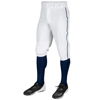 CHAMPRO boys Pipe Triple Crown Polyester Knicker with Braid, White, Navy Pipe, Large US