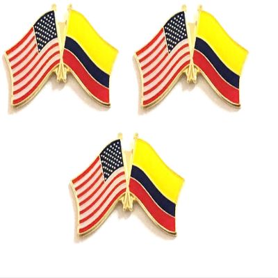 3 Colombia USA Friendship Flag Lapel Pins Pack of 3 Colombian & American Double Flag Pin Badge