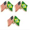 3 Brazil USA Friendship Flag Lapel Pins Pack of 3 Brazilian & American Friendship Tie & Hat Pin Badges view 1