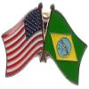 3 Brazil USA Friendship Flag Lapel Pins Pack of 3 Brazilian & American Friendship Tie & Hat Pin Badges view 2
