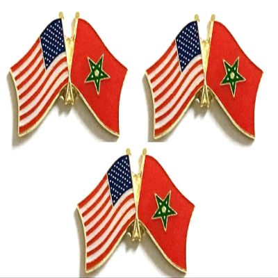 3 Morocco USA Friendship Flag Lapel Pins Pack of 3 Moroccan & American Double Flag Pin Badge