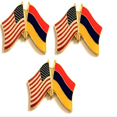 3 Armenia USA Friendship Flag Lapel Pins Pack of 3 Armenian & American Double Flag Pin Badge