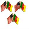 3 Cameroon & US Crossed Flag Double Lapel Pins, Cameroon & American Double Flag Pin Badge view 1