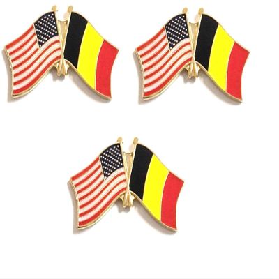 3 Belgium USA Friendship Flag Lapel Pins Pack of 3 Belgium & American Double Flag Pin Badge