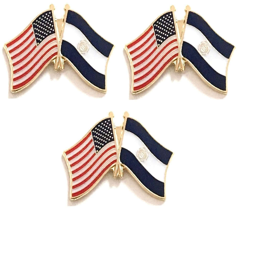 3 El Salvador USA Friendship Flag Lapel Pins Pack of 3 Salvadorian & American Double Flag Pin Badge