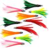 10pcs Fish WOW! 4" mini Feather 1/2oz Bullet Chrome Head Trolling Tuna Lure Squid Skirts - 5 Colors view 1