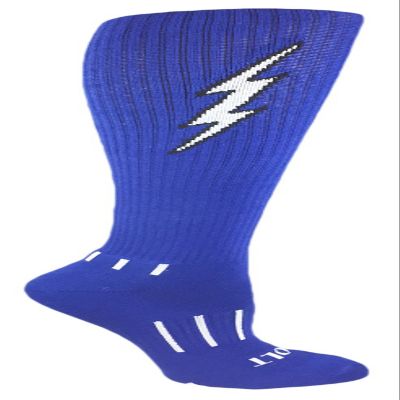 MOXY Socks Insane Bolt Knee High Soccer Socks  Blue Sports Socks with White Lightning Bolt for Men & Women - Durable, Comfortable Athletic Socks for Training, Games & Gym