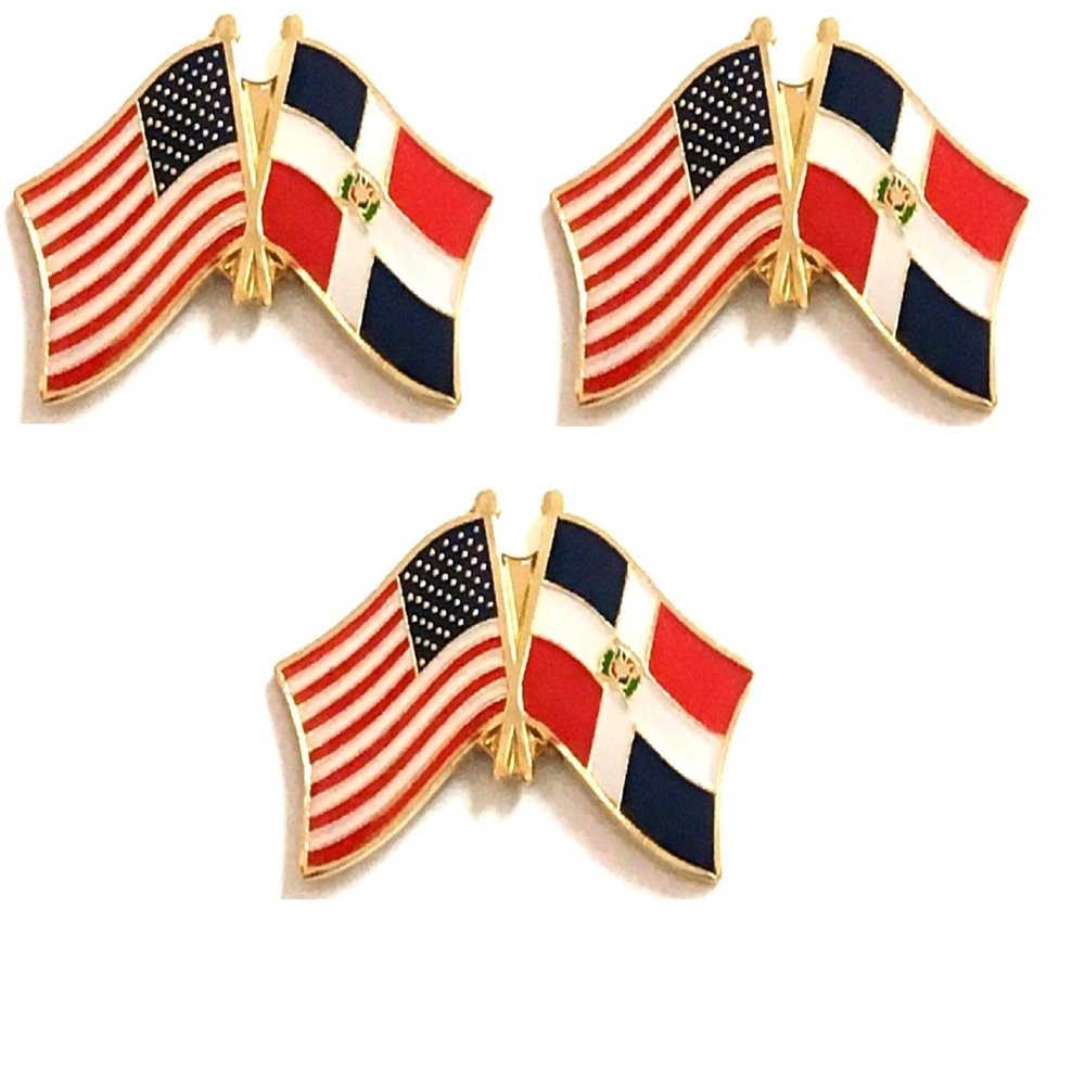3 Dominican Republic USA Friendship Flag Lapel Pins Pack of 3 Dominican & American Double Flag Pin Badge