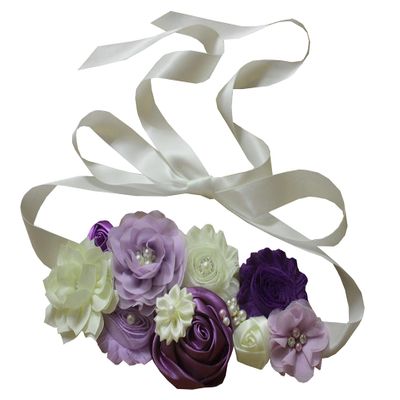 nania maternity pregnancy sash for Mon to be baby shower sash flower sash (Purple)