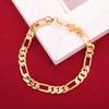 24K Gold Plated Links Classic Figaro Chain Link Bracelet Length 8.26" Width 2mm-9mm (Length:21cm,Width:4mm) view 4