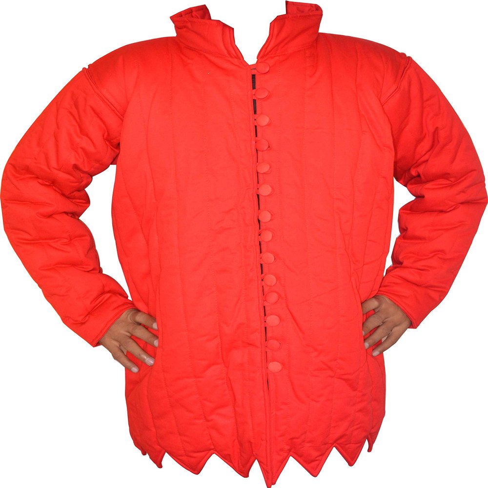 Thick Padded Zig Zag Design Gambeson ABS (RED, 44)