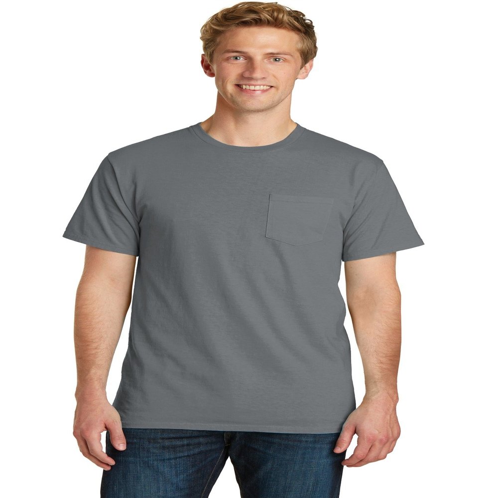 Port & Company Beach Wash Garment-Dyed Pocket Tee Charcoal 4XL