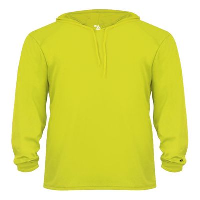 Badger Sport Youth Safety Yellow Green Long Sleeve Large Hoodie Tee