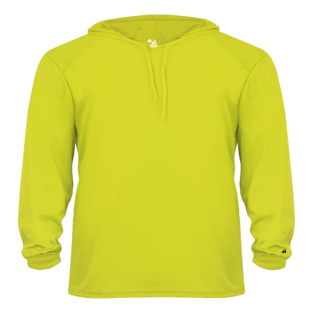 Badger Sport Youth Safety Yellow Green Long Sleeve Large Hoodie Tee