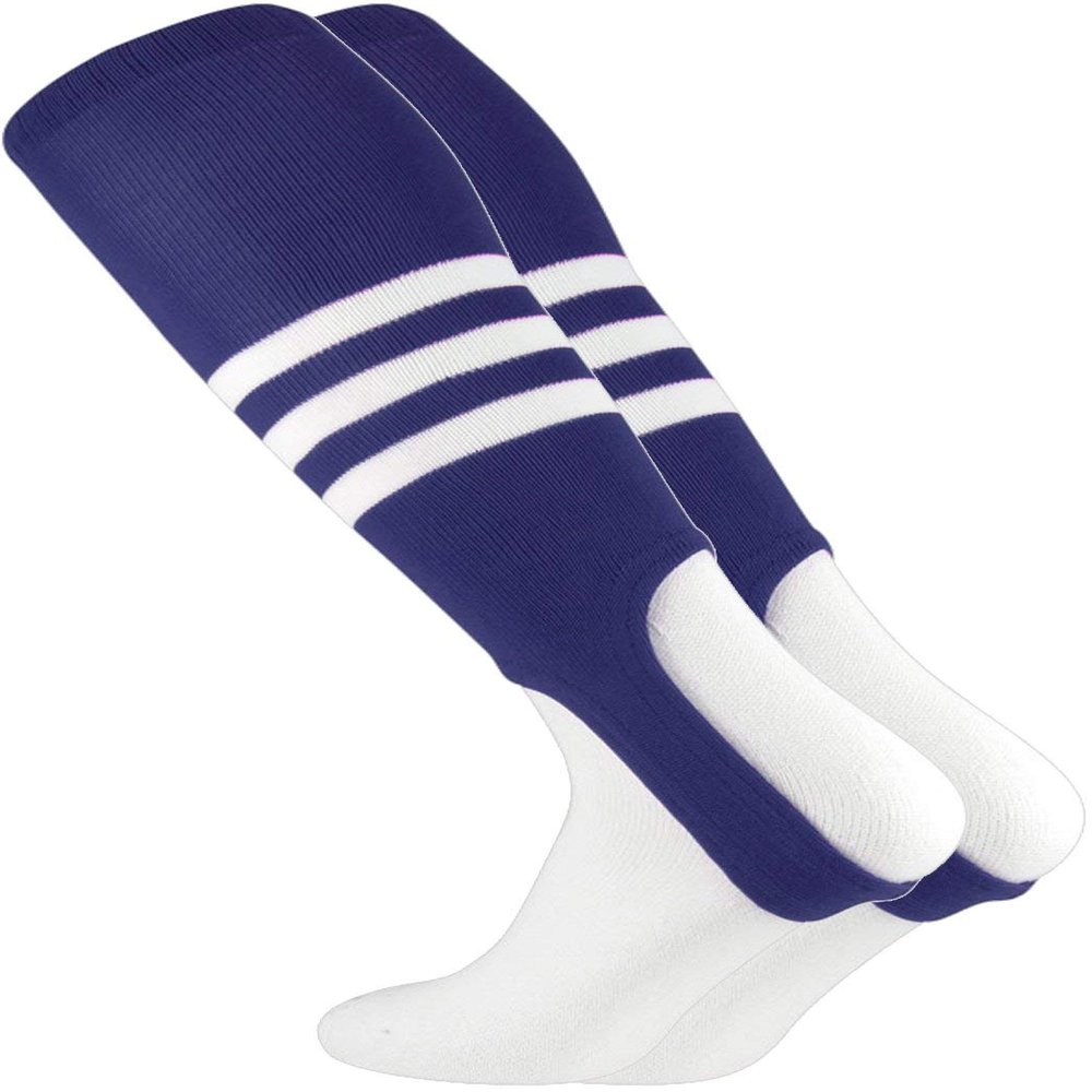 TCK Striped Baseball Stirrups Pattern B (Navy/White, Large)