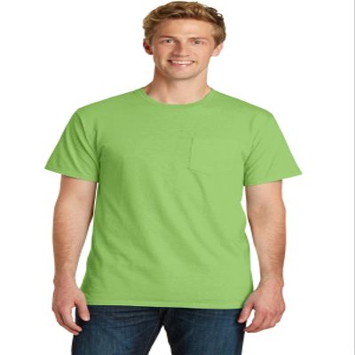 Port & Company Essential Pigment-Dyed Pocket Tee PC099P Limeade Small