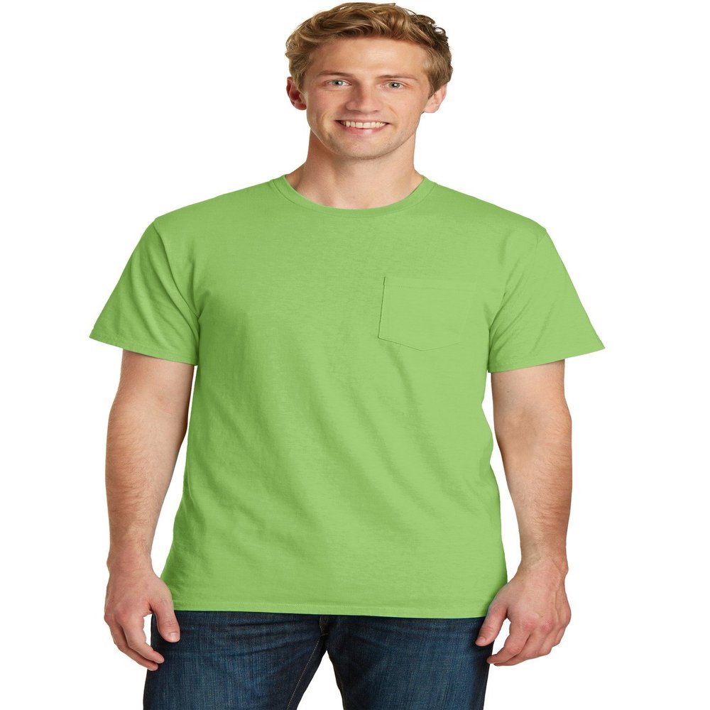 Port & Company Essential Pigment-Dyed Pocket Tee PC099P Limeade Small