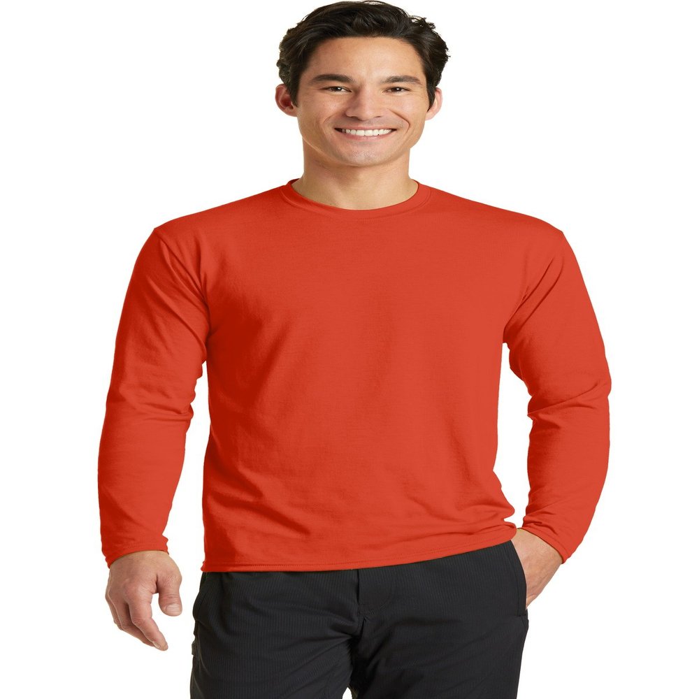 Port & Company Long Sleeve Performance Blend Tee S Orange