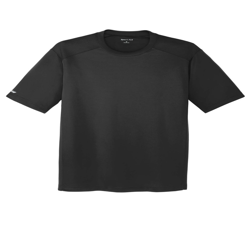 SPORT-TEK Unisex PosiCharge Elevate Tee | Fashion Workout T-Shirt for Men & Women, Athletic Gym Clothing for Spring & Summer Black
