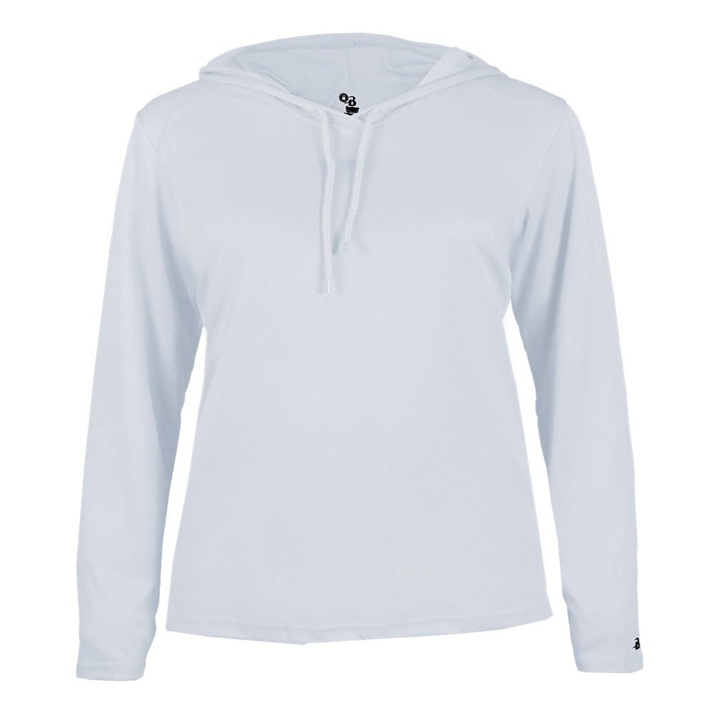 Badger Sport Ladies Silver Long Sleeve 2X Hoodie Tee