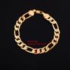 24K Gold Plated Links Classic Figaro Chain Link Bracelet Length 8.26" Width 2mm-9mm (Length:21cm,Width:9mm) view 2