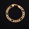 24K Gold Plated Links Classic Figaro Chain Link Bracelet Length 8.26" Width 2mm-9mm (Length:21cm,Width:9mm) view 3