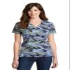 Port & Company Women's 5.4-oz 100% Cotton V-Neck Camo Tee. LPC54VC Woodland Blue Camo XS view 1