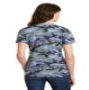 Port & Company Women's 5.4-oz 100% Cotton V-Neck Camo Tee. LPC54VC Woodland Blue Camo XS view 2