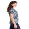 Port & Company Women's 5.4-oz 100% Cotton V-Neck Camo Tee. LPC54VC Woodland Blue Camo XS view 3