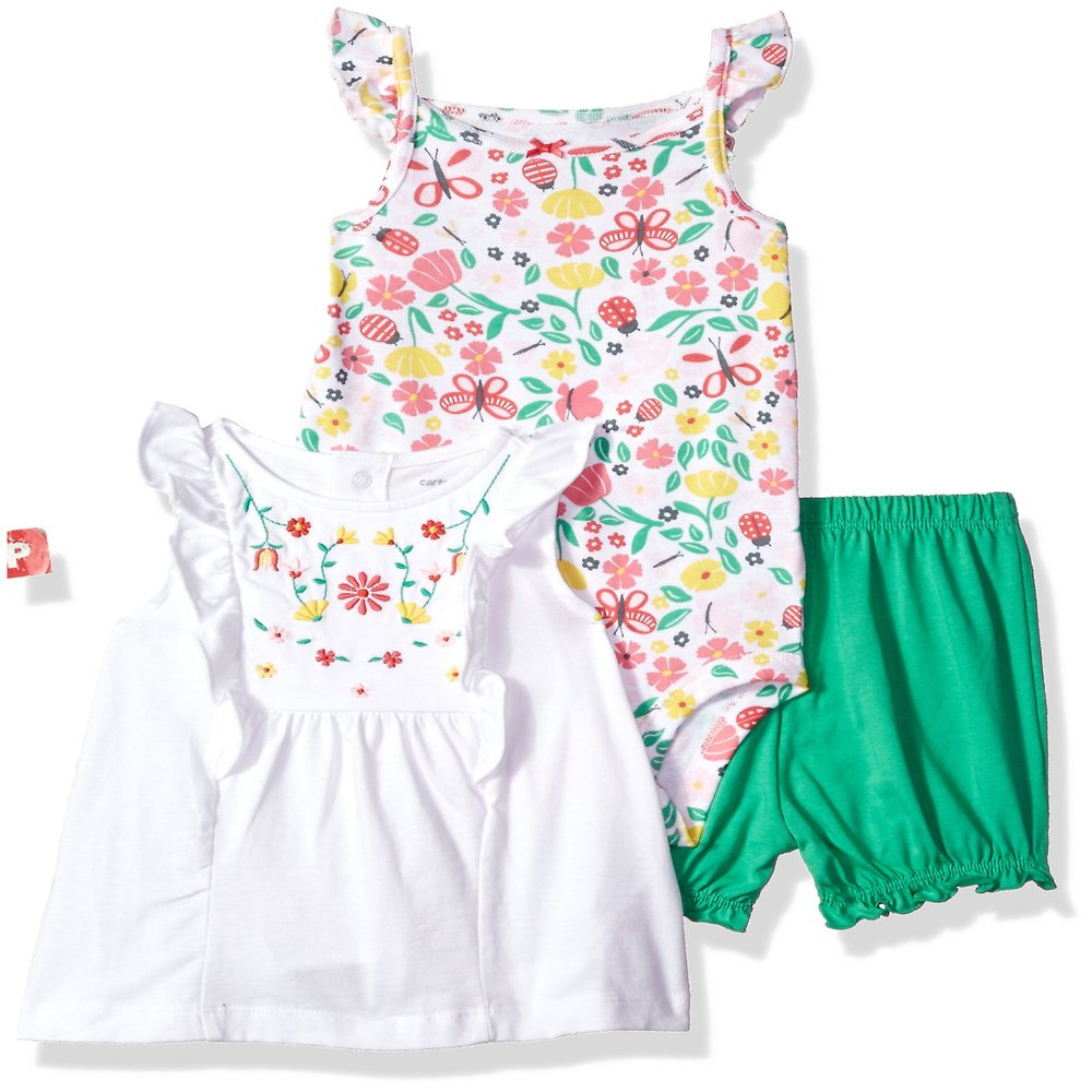 Carter's Baby Girls Diaper Cover Sets 121h125, White, NB