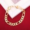 24K Gold Plated Links Classic Figaro Chain Link Bracelet Length 8.26" Width 2mm-9mm (Length:21cm,Width:7mm) view 4