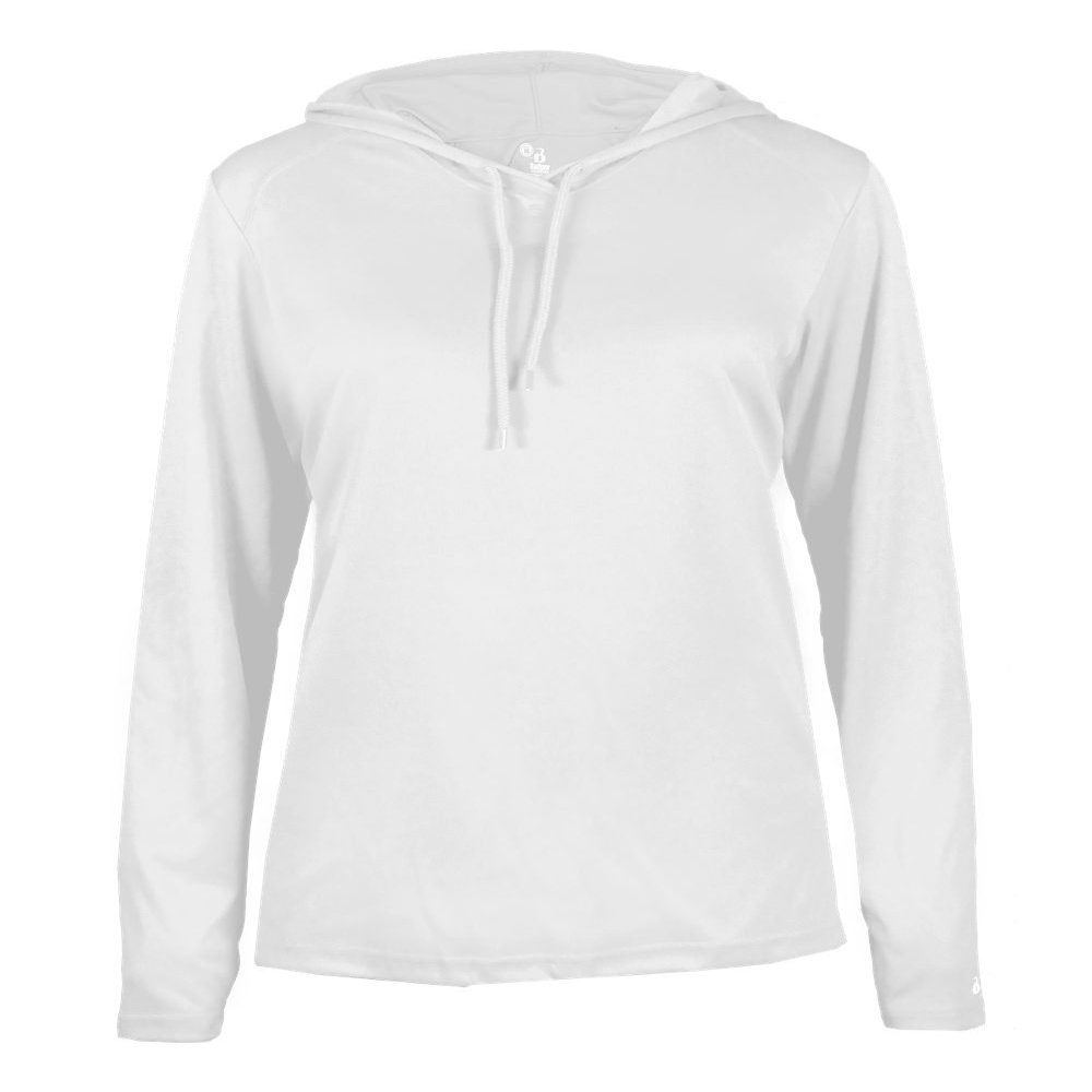 Badger Sport Ladies White Long Sleeve XS Hoodie Tee