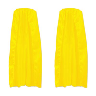 Beistle 2-Piece Fabric Capes in Yellow, Halloween Costume Accessory, Dress Up Party Supplies for Fantasy Magic Themed Event, Renaissance Fair, 30"